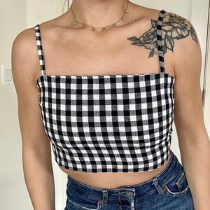 Black and white checkered crop top tied at the back size S